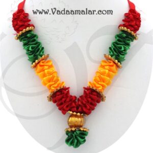 Colorful Artificial Flower Garland with Beads for Deities