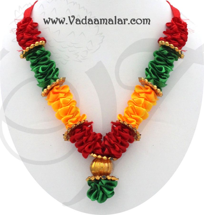 Colorful Artificial Flower Garland with Beads for Deities