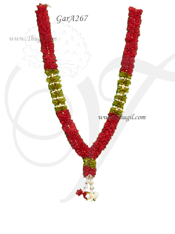 Red Indian Design Wedding Artificial Flower Garlands 24 inches