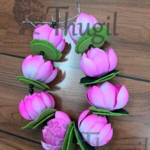 Garlands White with Pink Lotus Malai Bridal Garland -10 Inches