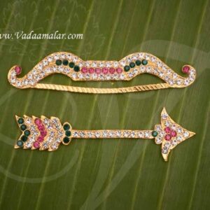 Vil Ambu Bow and Arrow for Amman Metal Weapon Symbol Jewelry 3 inches