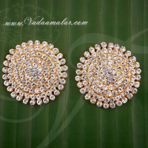 White Stone Earring Ear decoration for Idol Amman Goddess Deity 1.4 inches