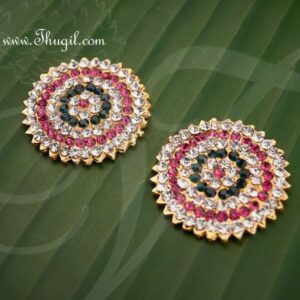 White Green Pink Stone Earring Ear decoration for Idol Amman Goddess Deity 1.4 inches