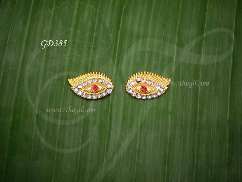 Amman Hindu Goddess Idol Eye Decorations Gold Kanmalar 0.9 inches