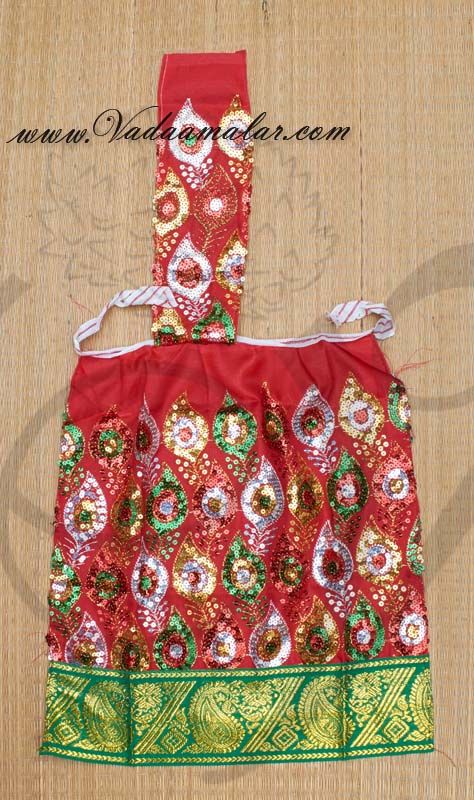 Temple Statue Wear Orange Color Saree Skirt 9"