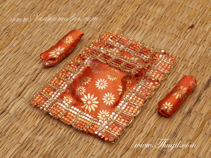 5- 9 inches Golden Decorative Aasan Cushion Bed for Hindu Idol Statues Laddu Gopal Asan