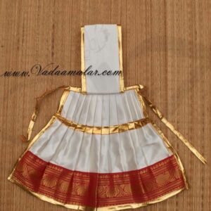 Skirt Pavadai Vastra Temple Statue White Saree for Hindu Goddess 17-20 inches