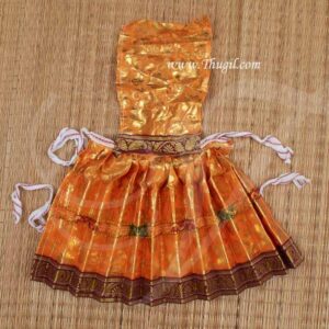 Buy Online Temple Statue Wear Orange Color Saree Skirt for Hindu Deity