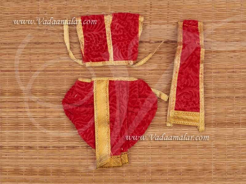 Panjakajam Red Colour Velvet Dothi For Hindu God Sringhaar Idol Decorations 5 inches