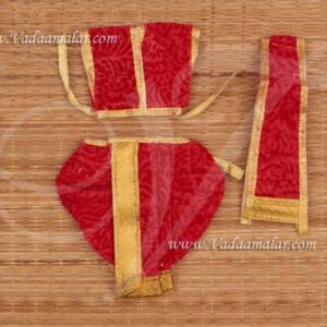 Vastra For Hanuman Ji Anjaneya Panjakajam Red Velvet Dhothi Sringhaar 7 inches