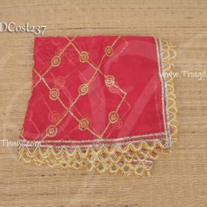 Red with Gold Shawl Gift Stole for Murthi Deity 40 X 35 inches