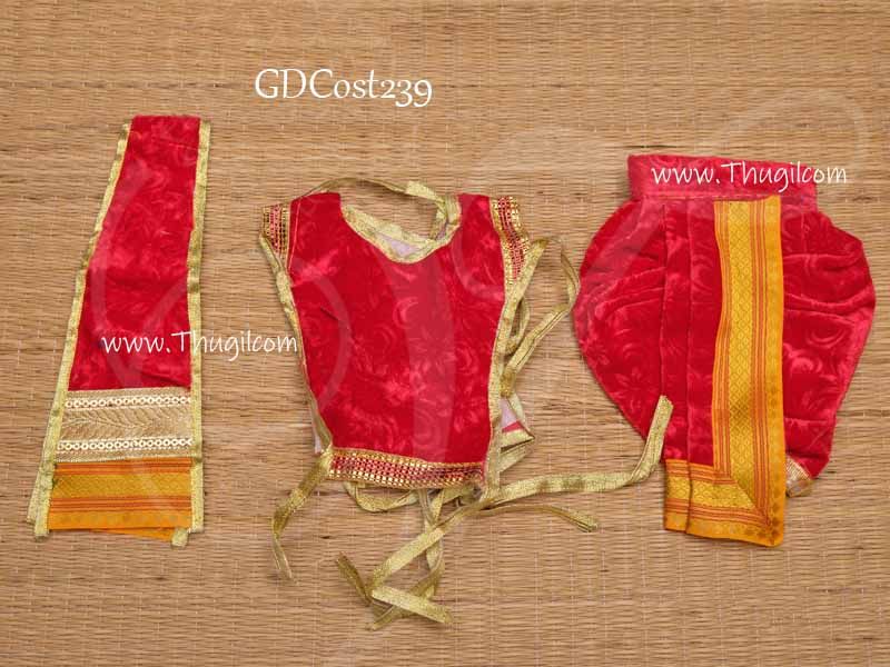 Vastra For Hanuman Ji Anjaneya Panjakajam Red Velvet Dhothi Sringhaar 7 inches