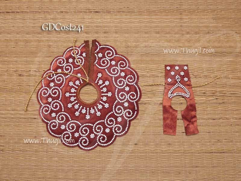 Laddu Gopal Statue Velvet Dress Stone work Costume Decoration 3.5 inches