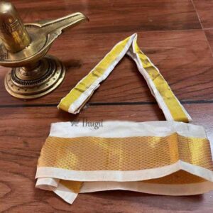 Dhothi Stole White Gold Border Vastra Angavastram Vesti Thundu Lingam Siva