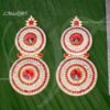 Hindu Idol Goddess White and Dark Red Stone Ear Ring Jewellery 3 inches