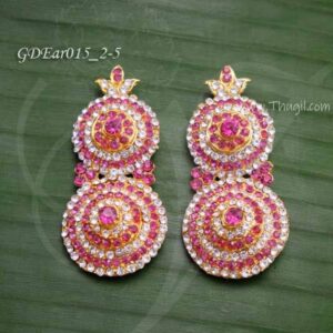 Karna Patham Ear Jewellery White Pink Stones For Sringhar 2.5 inches