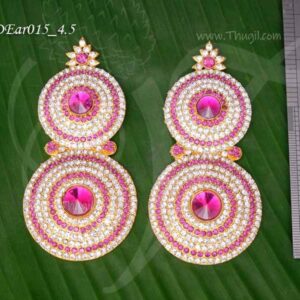 Hindu Idol Goddess White with Pink Stone Ear Decoration 4.5 inches