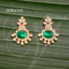 Goddess Ear Stud decoration White with Green Stone Earring Jewellery 1 inches