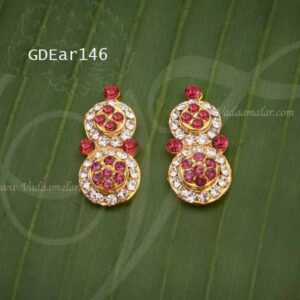 Ear Ornamental White with Maroon Colour Stone for Idol Hindu Goddess 0.9 inches