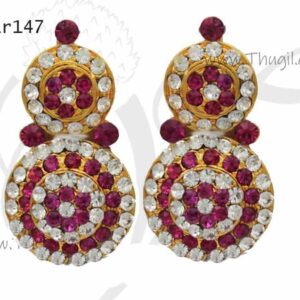 Ear Ornamental White with Pink Colour Stone for Idol Hindu Goddess 1.2 inches