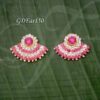 Goddess Ear Stud decoration White with Pink Stone Earring Jewellery 1 inches
