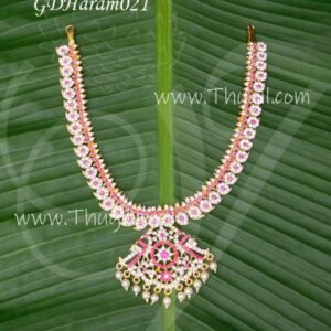 Medium Mango Necklace Haaram Pink Stones 8.5 inches