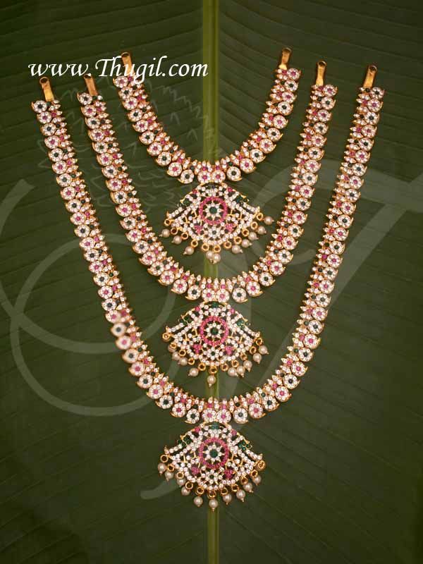 Hindu Idol Ornaments 3 Step Maanga Necklace Haarams Jewellery Buy Online 12"