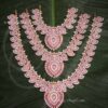 Hindu Idol Ornaments 3 Step white with pink Maanga Necklace Jewellery 12 inches