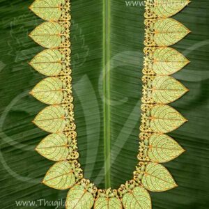 Leaf Pattern Long Haram Green Stone Hindu for Statues Idols Temple Jewellery 20 inches