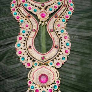 Haaram Multi Colour 2 Step Necklace For Hindu Idol Ornaments 14 inches