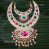 Haaram multi colour 2 step necklace for hindu idol 7 inches