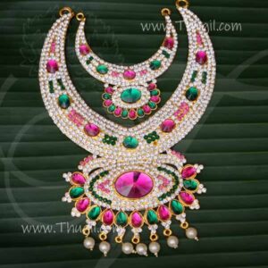 Haaram multi colour 2 step necklace for hindu idol 7 inches