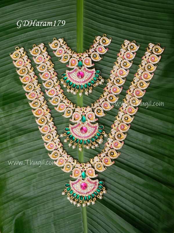 3 Step Manga Necklaces Mango Haarams Hindu Idol 13.5 inches