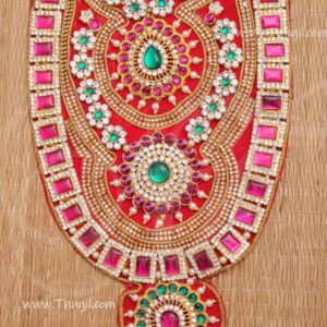 Kavasam Multi colour Stone Jewellery Sringar for God and Goddess Necklace 12.5 inches