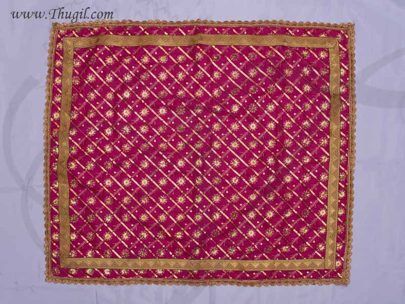 Pink with Gold Border Puja Aasan Pooja Mat God Cloth for Pooja Buy Now