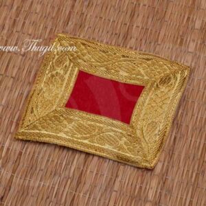 Red with Gold Border Velvet Puja Aasan / Pooja Mat / God Cloth for Pooja Buy Now