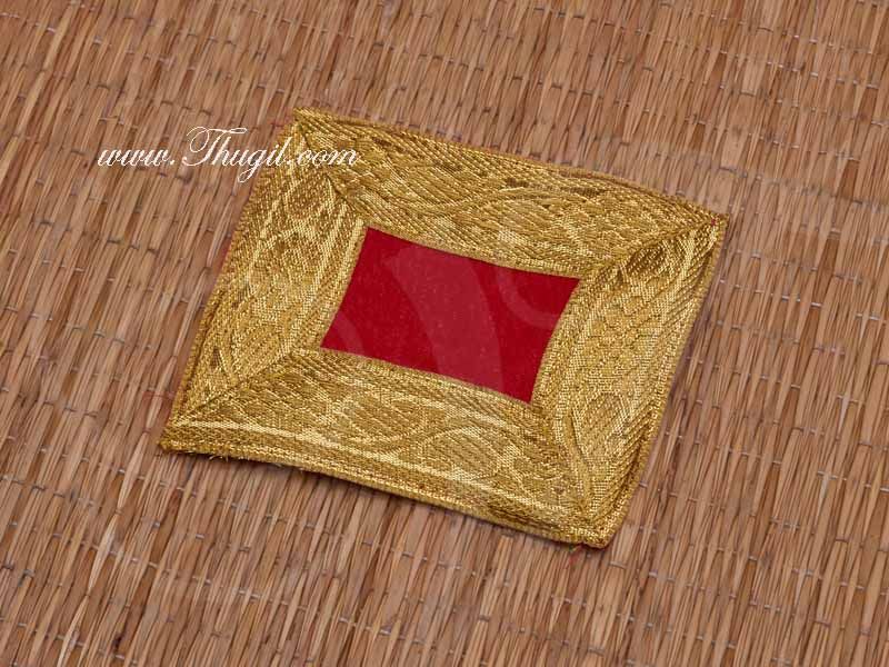 Red with Gold Border Velvet Puja Aasan / Pooja Mat / God Cloth for Pooja Buy Now