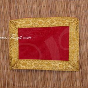 Red with Gold Border Velvet Puja Aasan / Pooja Mat / God Cloth for Pooja Buy Now