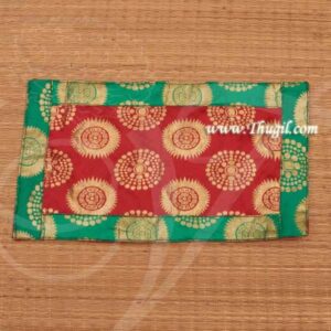 Red with Green Asana Pooja Mat Statue Placement Mat Buy Now 16x8