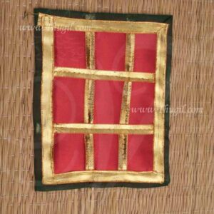 Red with Green Asana Pooja Mat Statue Placement Mat Buy Now 4.5x6