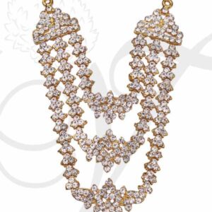 White 3 Step Necklace Hindu God Jewellery Alangaram 4 Inches