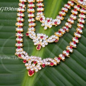 Necklace 3 step white with pink stones statues jewellery alangaram 4 Inches