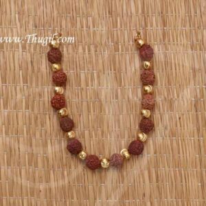 4" Small size Deity Rudraksha with Gold Beads Necklace Jewellery Ornament for Lord Shiva
