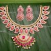 Short necklace with matching earring set for Hindu idols 6 inches