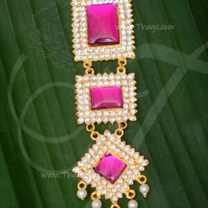 Necklace White With Pink color Hindu Idols Ornament Temple Jewellery 6 inches