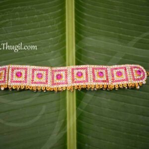 Oddiyanam White and Pink Colour Stone Waist Hip Belt Jewellery For Deity Buy Now