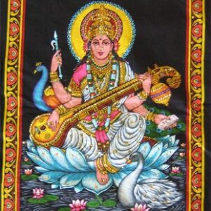 Goddess Saraswati poster on unframed cloth printed