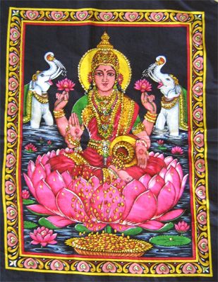 Goddess Lakshmi poster on unframed cloth printed