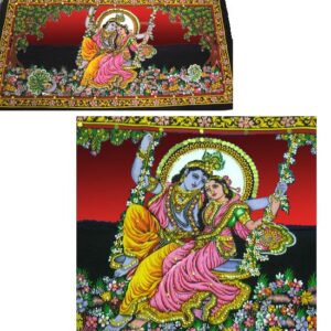 Lord Krishna & Radha poster on unframed cloth printed