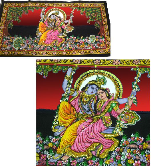Lord Krishna & Radha poster on unframed cloth printed